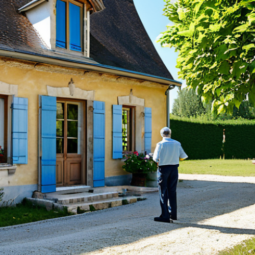 Home 11 Exterior Home Inspection**
"A quaint French country house with noticeable cracks in the facade, surrounded by a well-maintained garden. A home inspector in professional attire is examining the foundation. The scene is set on a sunny afternoon in the French countryside. Safe for work, appropriate content, fully clothed, professional, perfect anatomy, natural proportions, high quality."
**