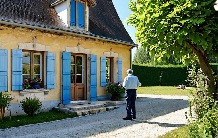 Exterior Home Inspection**

"A quaint French country house with noticeable cracks in the facade, surrounded by a well-maintained garden. A home inspector in professional attire is examining the foundation. The scene is set on a sunny afternoon in the French countryside. Safe for work, appropriate content, fully clothed, professional, perfect anatomy, natural proportions, high quality."

**