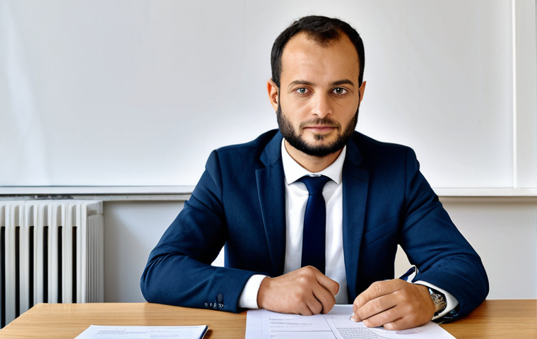 건축 시공 분야의 해외 취업 사례 - CV Preparation**
"A French civil engineer, fully clothed in professional attire, sitting at a desk ...