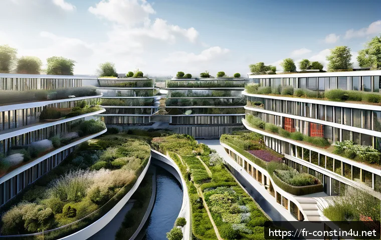 건축 시공과 관련된 공모전 소개 - A futuristic sustainable urban architectural competition scene set in a vibrant French cityscape, sh...